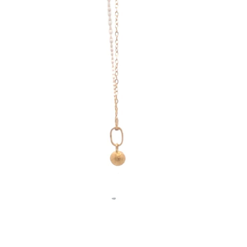 18K Gold Necklace Chain 17.75 inches Pendant Ball Frosted - Picture 8 of 8